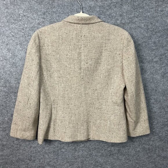 Ann Klein Wool Angora Blazer Jacket Womens Petite 10 Cream Tweed Light Academia - Picture 6 of 16
